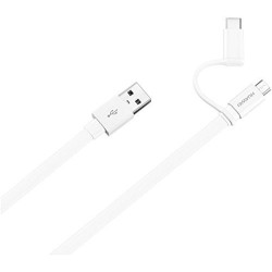 Huawei Charging Cable USB 2.0 Micro USB with Type C Adapter (White) (5V 2A 1.5m Flat) (AP55S)