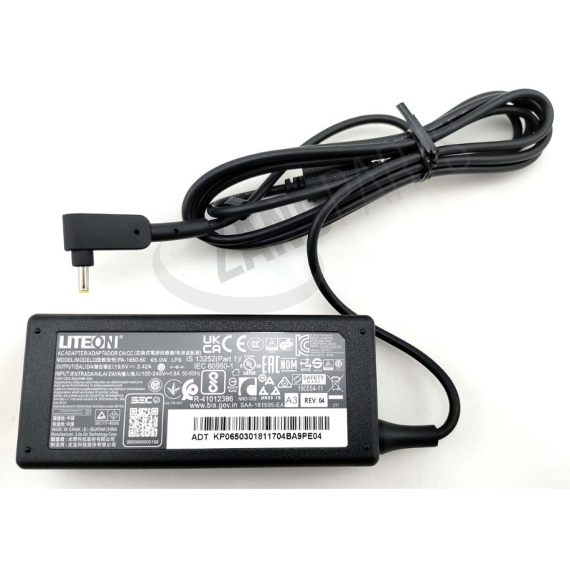 Acer AC Adapter 65W 19V (1.1x3.0x7.7) (Black)
