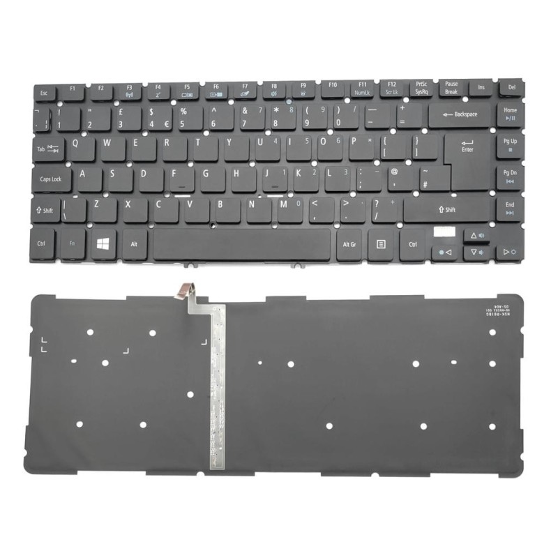 Acer TMP648-MTMP648-G2-M Keyboard (US-ENGLISH INTERNATIONAL) (BACKLIGHT) & Upper Cover (BLACK)