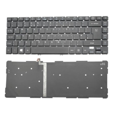 Acer TMP648-MTMP648-G2-M Keyboard (US-ENGLISH INTERNATIONAL) (BACKLIGHT) & Upper Cover (BLACK)