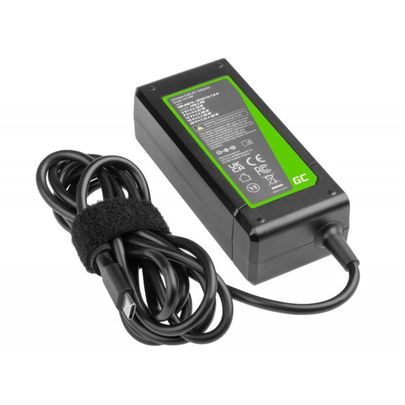 Green Cell Charger AC adapter PRO USB-C 20V 3.25A 65W for Lenovo, Acer, Asus, HP, etc
